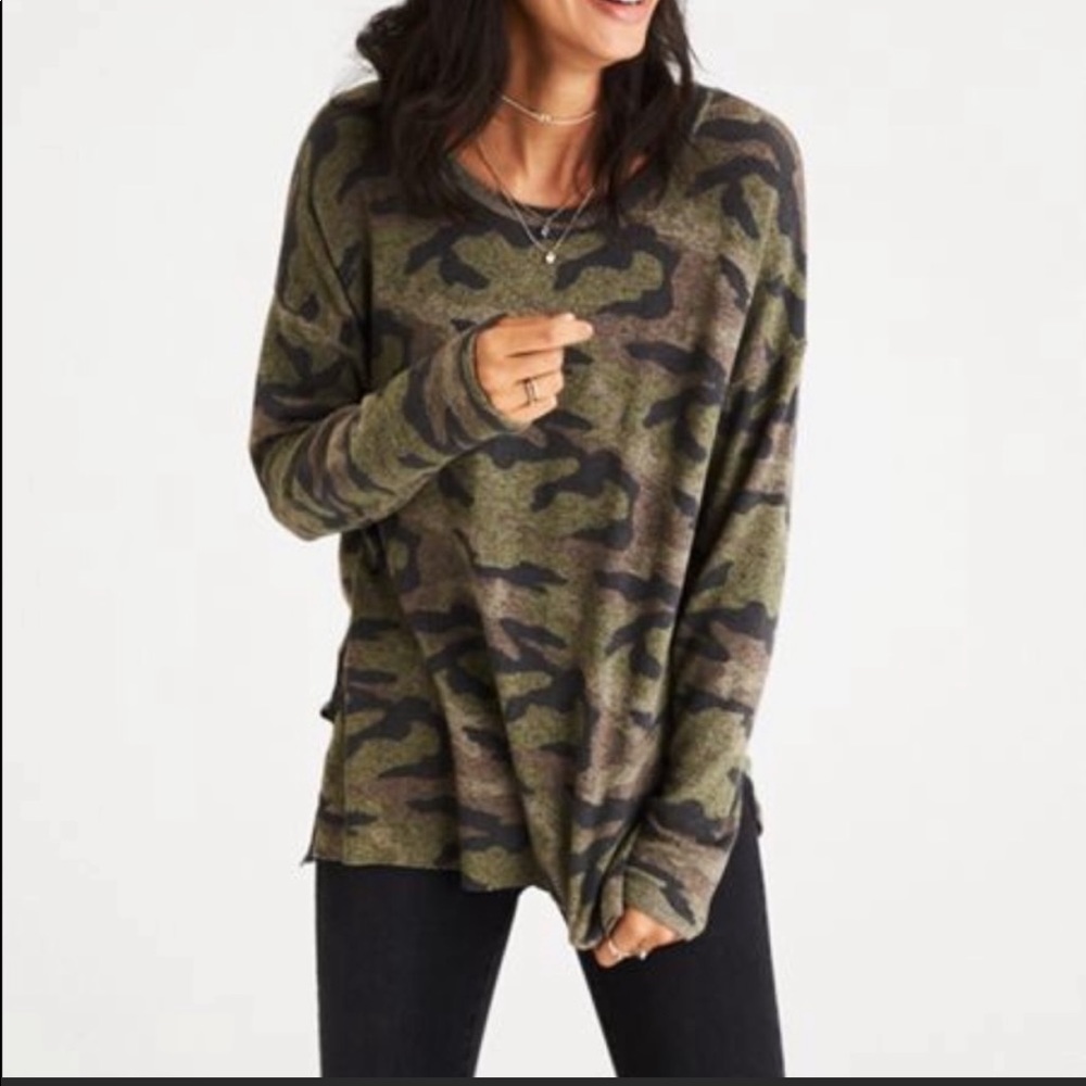 American Eagle Plush Camo Sweater